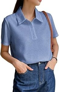 Regular Fit Tops for Women | Korean Trendy Stylish Casual | Short Sleeve Textured Collared | Formal