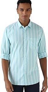 Men Cotton Slim Fit Stripe Shirt