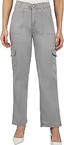 Women's Denim Relaxed Fit Color Cargo Jeans
