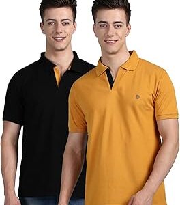 Men's Super Combed Cotton Rich Solid Regular Fit Polo Neck Half Sleeve Casual T-Shirt | Polo T-Shirt for Men | Pack of 2 |