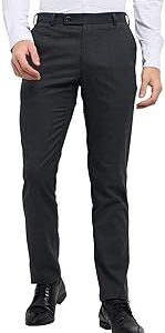 Men Slim Fit Structure Pattern Poly Viscose Blend Flat Front Formal Trouser