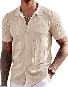 Men 100% Cotton Knitted Half Sleeve Solid Shirt for Men