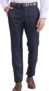 Men's Slim Fit Checks Pattern Poly Viscose Blend Flat Front Formal Trouser