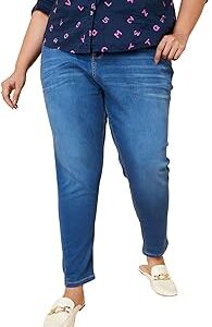 Women High Rise Plus Size Washed Double-Up Skinny Fit Jeans