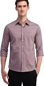 Men's Striped Collared Neck Full Sleeve Formal Cotton Regular Fit Shirts