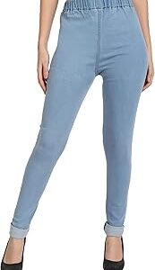 Denim Skinny Fit Stretchable Medium Waist Elastic Closer Ankle Length Solid Jeggings for Women