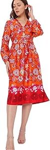 Women's Midi Polyester A-Line Dress