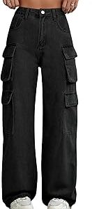 Fashion Women Cargo Jeans | High Rise Stretchable Baggy Wide LegDenim| Boyfriend Jeans for Women(WJ-1218)