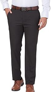 Men's Slim Fit Solid Pattern Polyviscose Blend Flat Front Formal Trouser