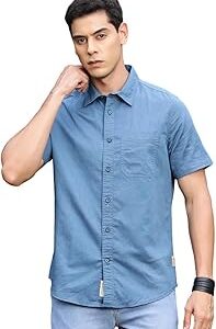 Men's | Solid | Half Sleeve | Regular Fit | 100% Cotton | Spread Collar | Casual Shirt