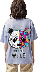 Women's 100% Cotton Graphic Print Oversized Fit Round Neck T-Shirt