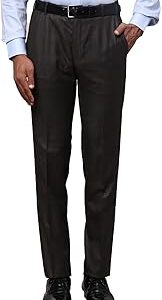Men Slim Fit Structure Pattern Poly Viscose Blend Pleatless Formal Trouser