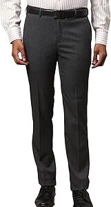 Men's Poly Viscose Blend Solid Pattern Slim Fit Flat Front Formal Trouser