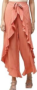 Casual Solid Frill Palazzo
