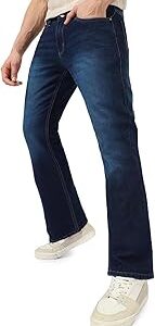 Men's Washed Bootcut Jeans Stretchable