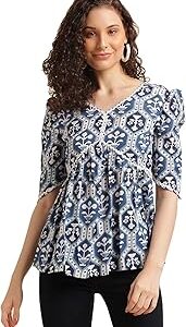 Regular Fit Printed Shirt Top Women | Tops Stylish Latest | Office Wear | Cotton Blend | Girls Top Women's