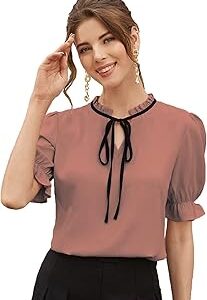V-Neck Office Casual Stylish Western Formal Regular Fit Half Sleeve Top for Womens