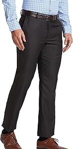 Men's Polyester Blend Structure Pattern Smart Fit Flat Front Formal Trouser