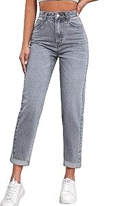Women's & Girls' Solid High Waist Mom Fit Jeans