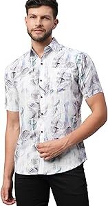 Premium Regular Fit Half Sleeves Printed Linen Shirt with Front Pocket for Men (SWK01032)
