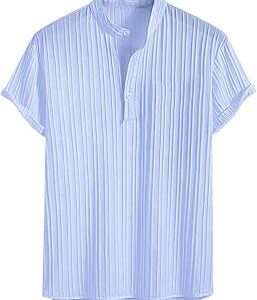 Shirt for Men | Mens Casual Shirt | Men Stylish Shirt | Men Textured Shirt | Men's Regular Fit | Men Ribbed Shirt | Short Sleeve Shirt for Summer Outdoor Activities