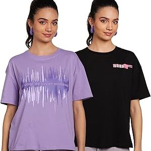 Women's Cotton Oversized T-Shirt (Combo Pack of 2)