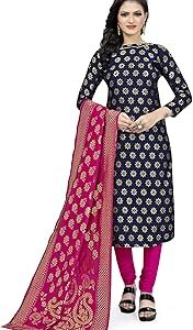 Women's Jacquard Cotton Silk Unstitched Straight Salwar Suit Dress Material (Yellow_32BNRS8002_Free Size)