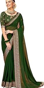 Women's Georgette Embellished Designer Saree With Unstitched Blouse Piece