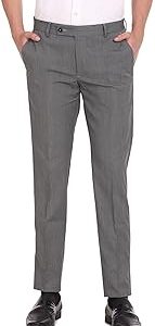 Men Grey Tailored Regular Fit Smart Flex Formal Trousers