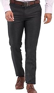 Men's Slim Fit Structure Pattern Poly Viscose Blend Flat Front Formal Trouser
