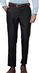 Smart Fit Poly Viscose Blend Structure Pattern Flat Front Formal Trouser