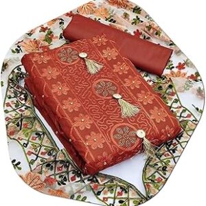 Women's Pure cotton embroidered salwar suit/dress material with heavy dupatta set