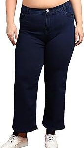 Women's High Rise Denim Stretchable Straight Fit Plus Size Jeans