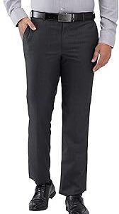Men's Mid Rise Regular Fit Stripe Pattern Polyester Blend Flat Front Formal Trouser