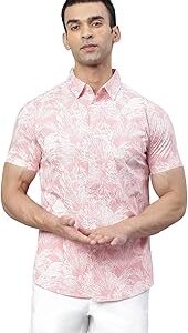 Men's Floral Printed Slim Fit Cotton Casual Shirt