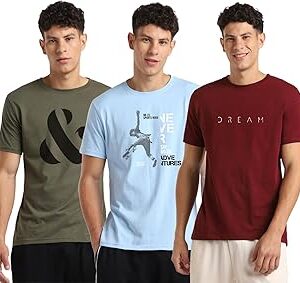 Men's Graphic Printed Regular Fit Cotton T-Shirt (Pack of 3)