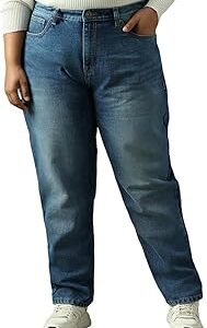 High Star Women Cotton Washed Mom Fit Casual High-Rise Jeans