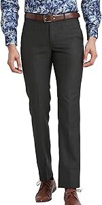 Men's Checks Pattern Super Slim Fit Polyester Blend Flat Front Formal Trouser