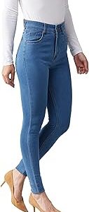 Women's Blue Skinny High Rise Distressed Regular Length Denim Jeans