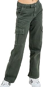 Women's Cargo Pants Straight Fit Olive Green Cargo Jeans for Women