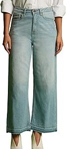 Women Mid Rise Whisker Effect Wide Leg Washed Jeans
