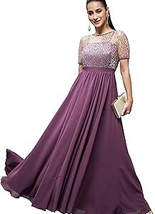 Women's Relaxed Fit Georgette & Sequins Maxi Dress
