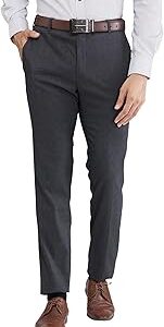 Men's Slim Fit Checks Pattern Poly Viscose Blend Flat Front Formal Trouser