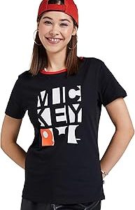 Women's Printed Cotton Half Sleeve Round Neck Regular Fit T-Shirt (Disney Assorted Prints)