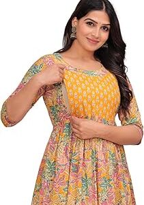 Maternity Feeding Kurti with Zipper | Cotton Floral Printed Pregnancy & Nursing Dress | Comfortable & Stylish Maternity Wear for Women | Breastfeeding Kurta with Zipper | Soft & Elegant