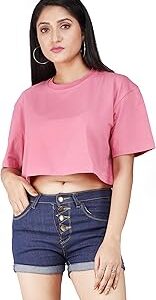 Trendy & Comfortable Loose-Fit Cropped T-Shirt for Women ? Casual Everyday Outfit