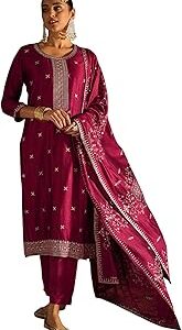 Women'S Silk Blend Kurta Pant With Dupatta