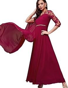 Women's Relaxed Fit V-Neck 3/4th Sleeve Maxi Dress