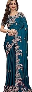 Women's Rangoli Silk Embroidery Saree with Unstitch Blouse Piece Saree for Women