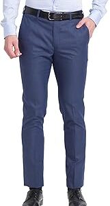 Structured Polyester Blend Slim Fit Men's Work Wear Trousers